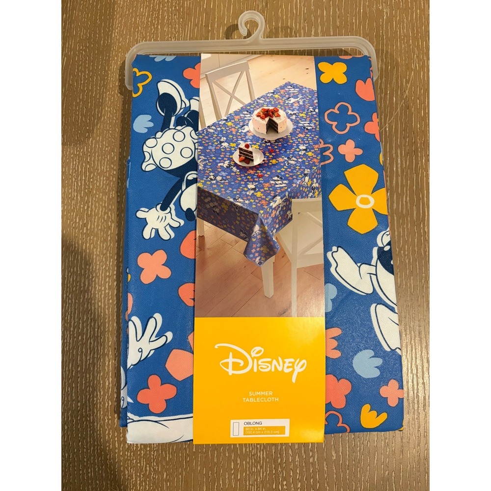 Disney Mickey Minnie Mouse Summer Tablecloth 60 x 84 Oblong Blue Floral New